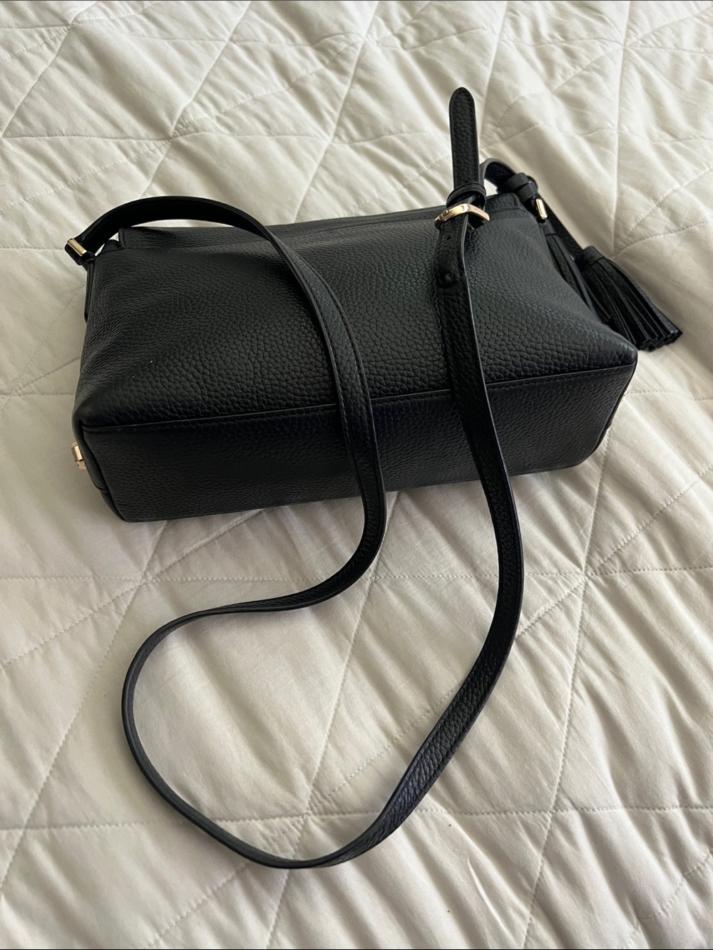 Tory Burch Thea Flap Crossbody Bag in Black with tassel - Picture 8 of 16